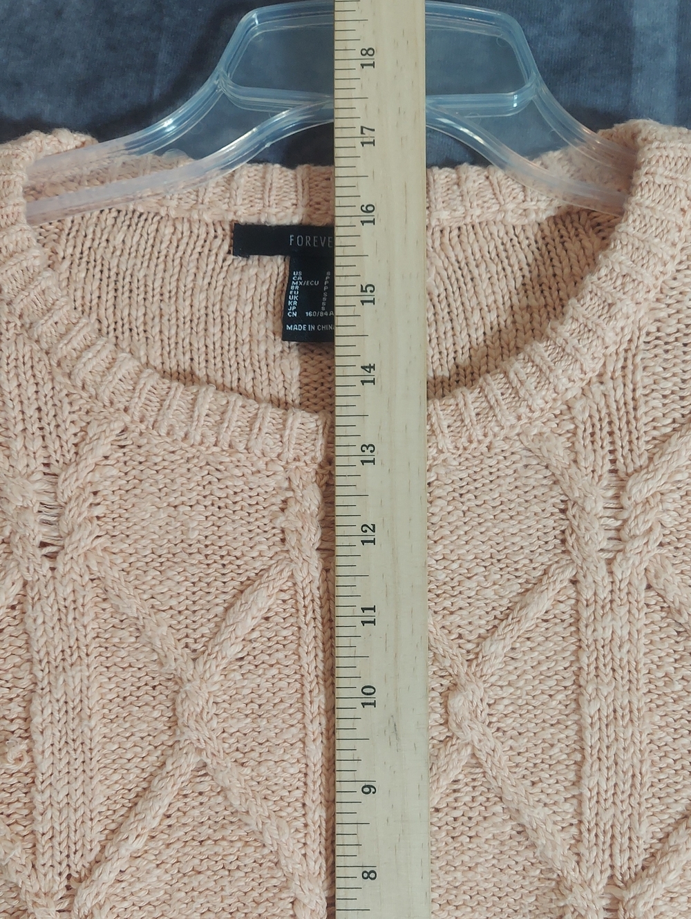 Forever 21 Peach Pink Cropped Cable Knit Sweater Size Small - Picture 5 of 7